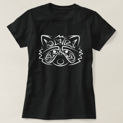 Black and White Tribal Raccoon T_Shirt