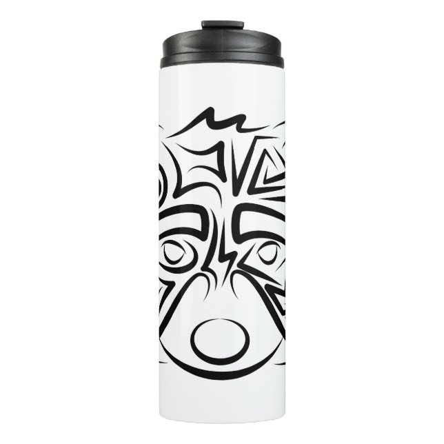 Black and White Tribal Raccoon Thermal Tumbler (Front)