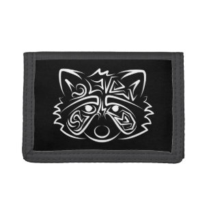 Black and White Tribal Raccoon Tri-fold Wallet