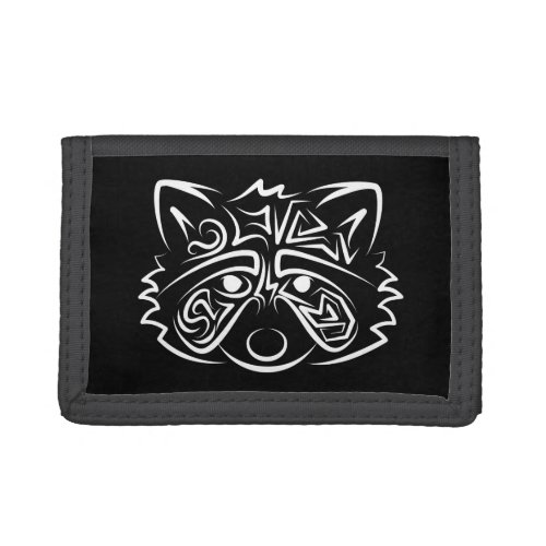 Black and White Tribal Raccoon Trifold Wallet