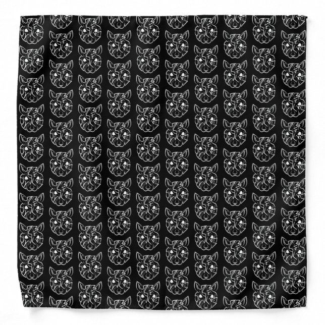 Black and White Tribal Rat Bandana (Front)