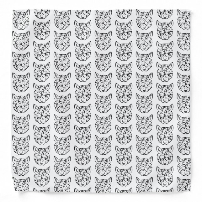 Black and White Tribal Rat Bandana (Front)