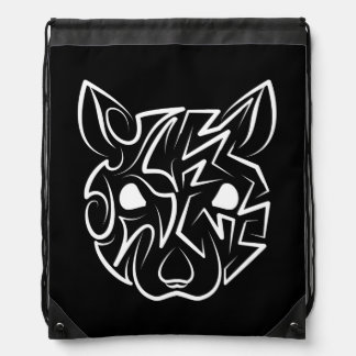 Black and White Tribal Rat Drawstring Bag