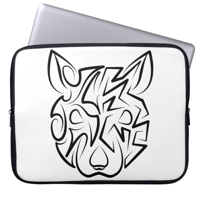 Black and White Tribal Rat Laptop Sleeve (Front)