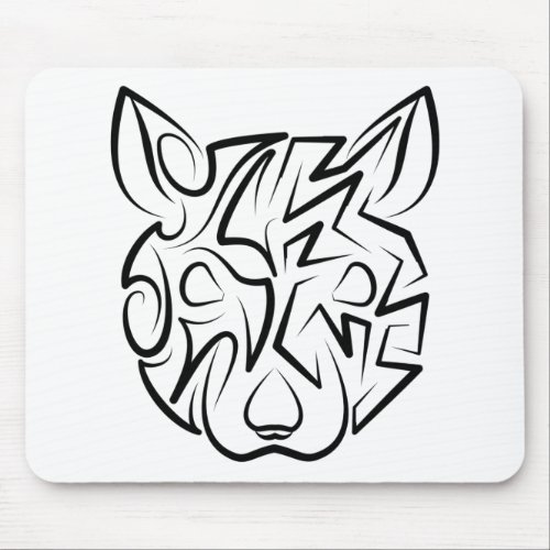 Black and White Tribal Rat Mouse Pad