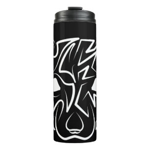 Black and White Tribal Rat Thermal Tumbler