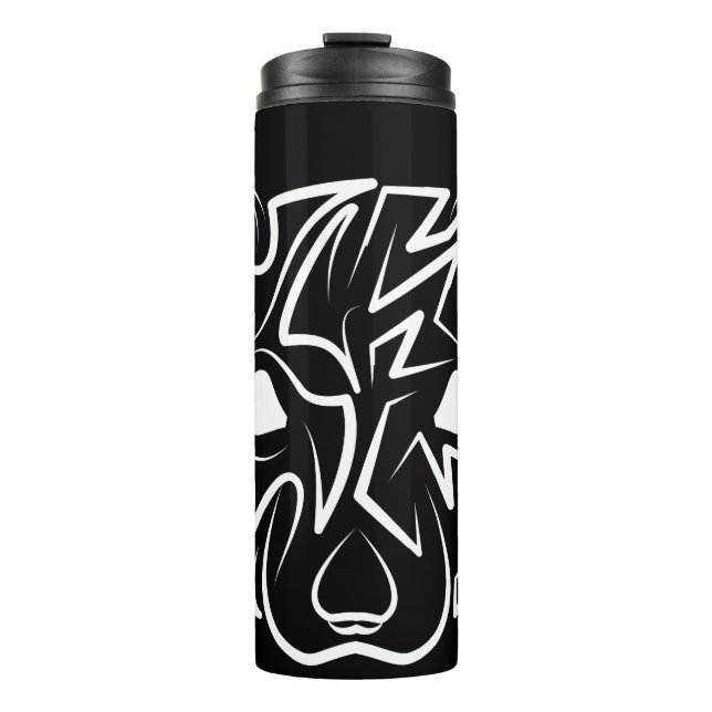 Black and White Tribal Rat Thermal Tumbler (Front)