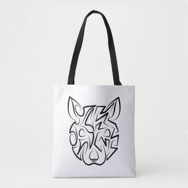 Black and White Tribal Rat Tote Bag (Front)