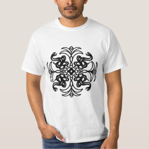 Black and White Tribal Rattlesnake   T-Shirt