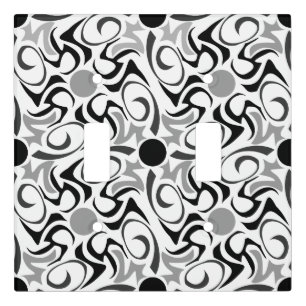 Black and White Tribal Rice Grain Pattern Light Switch Cover