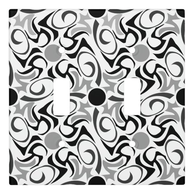 Black and White Tribal Rice Grain Pattern Light Switch Cover (Front)