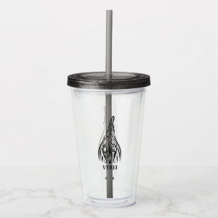 Black and White Tribal Rooster Acrylic Tumbler