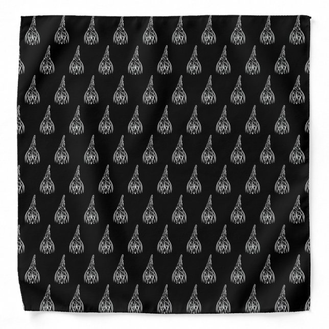 Black and White Tribal Rooster Bandana (Front)