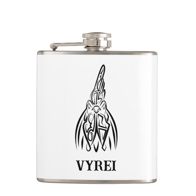 Black and White Tribal Rooster Flask (Front)