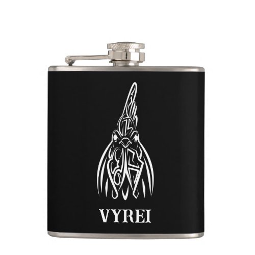 Black and White Tribal Rooster Flask