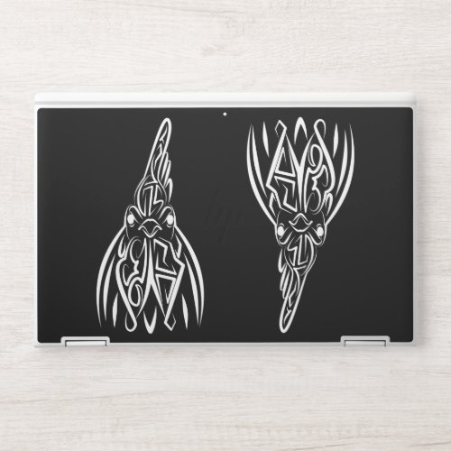 Black and White Tribal Rooster HP Laptop Skin