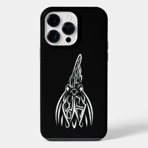 Black and White Tribal Rooster iPhone 14 Pro Max Case