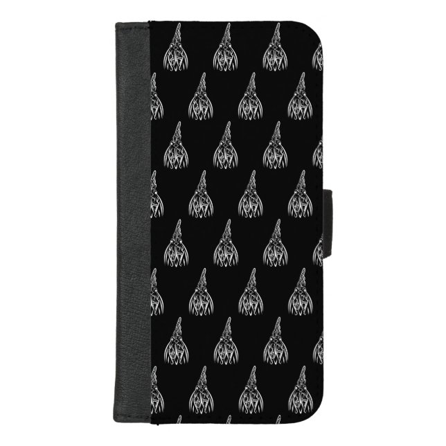 Black and White Tribal Rooster iPhone Wallet Case (Front)