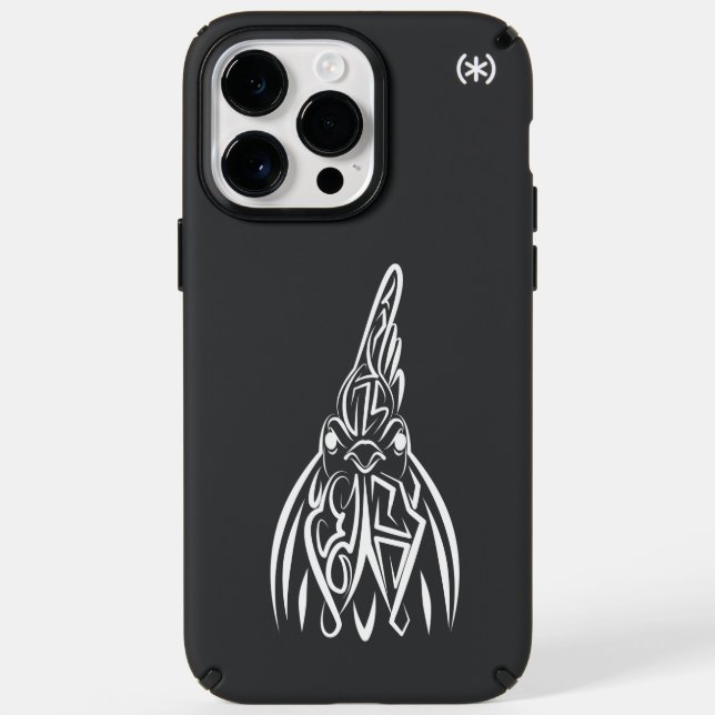 Black and White Tribal Rooster Speck iPhone Case (Front)