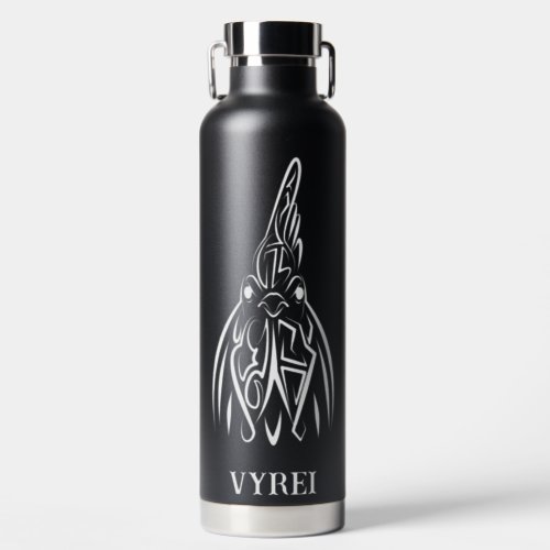 Black and White Tribal Rooster Water Bottle