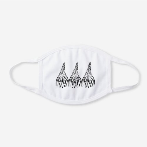 Black and White Tribal Rooster White Cotton Face Mask