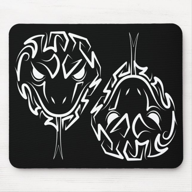 Black and White Tribal Snake Mouse Pad (Front)