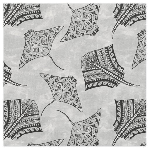 Black and White Tribal Stingrays Fabric