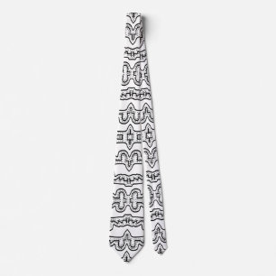 Black and white tribal stripes pattern neck tie