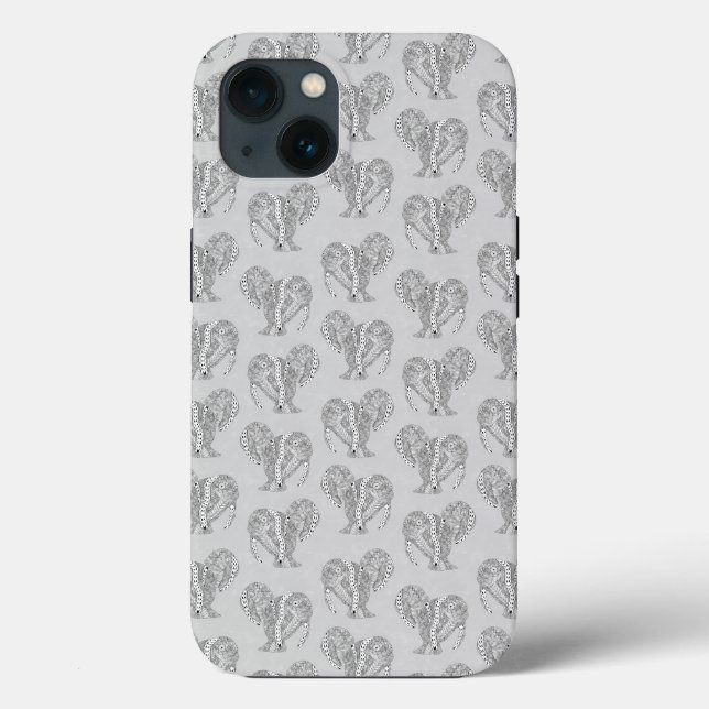 Black and White Tribal Tattoo Manatees Case-Mate iPhone Case (Back)