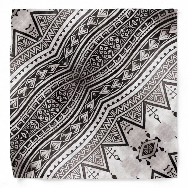Black and White Tribal Tattoo Pattern Father's Day Bandana (Front)