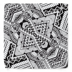 Black and White Tribal Tattoo Pattern Father's Day Bandana