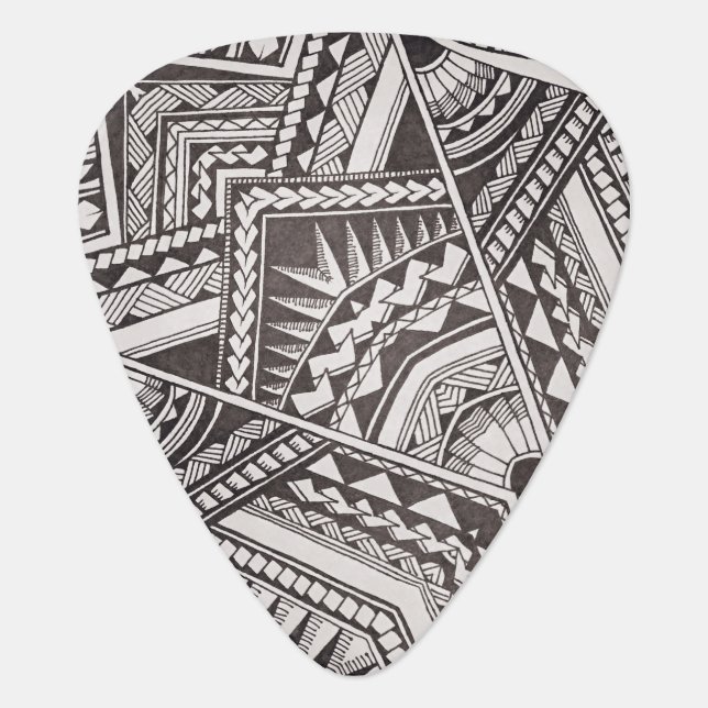 Black and White Tribal Tattoo Pattern Father's Day Guitar Pick (Front)