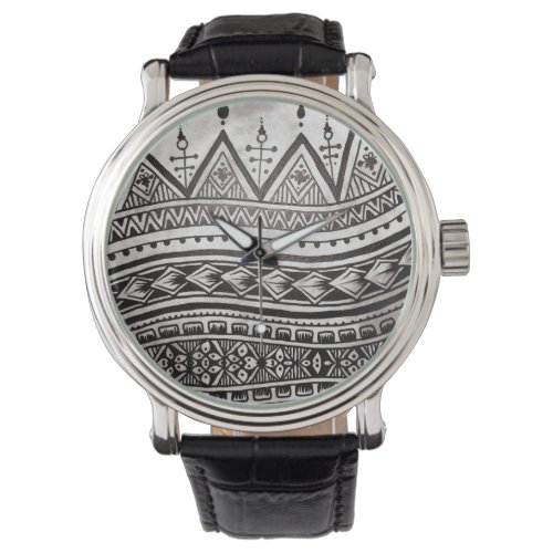 Black and White Tribal Tattoo Pattern Fathers Day Watch