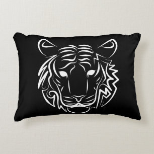 Black and White Tribal Tiger Accent Pillow