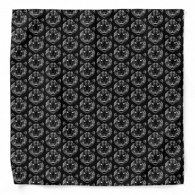Black and White Tribal Tiger Bandana (Front)