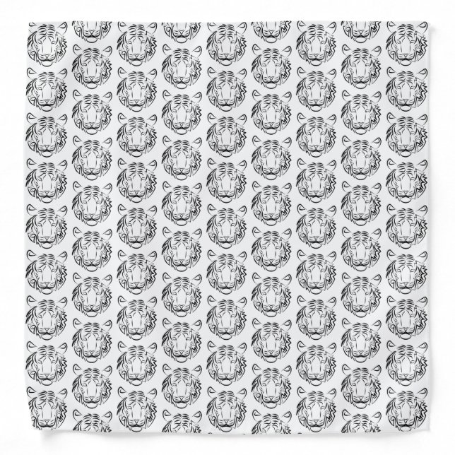 Black and White Tribal Tiger Bandana (Front)