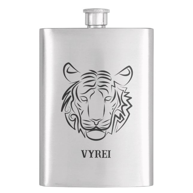 Black and White Tribal Tiger Flask (Front)