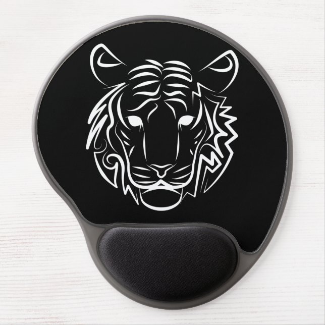Black and White Tribal Tiger Gel Mouse Pad (Front)