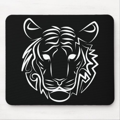 Black and White Tribal Tiger Mouse Pad