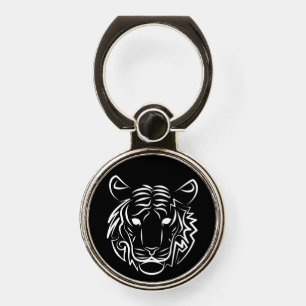 Black and White Tribal Tiger Phone Ring Stand