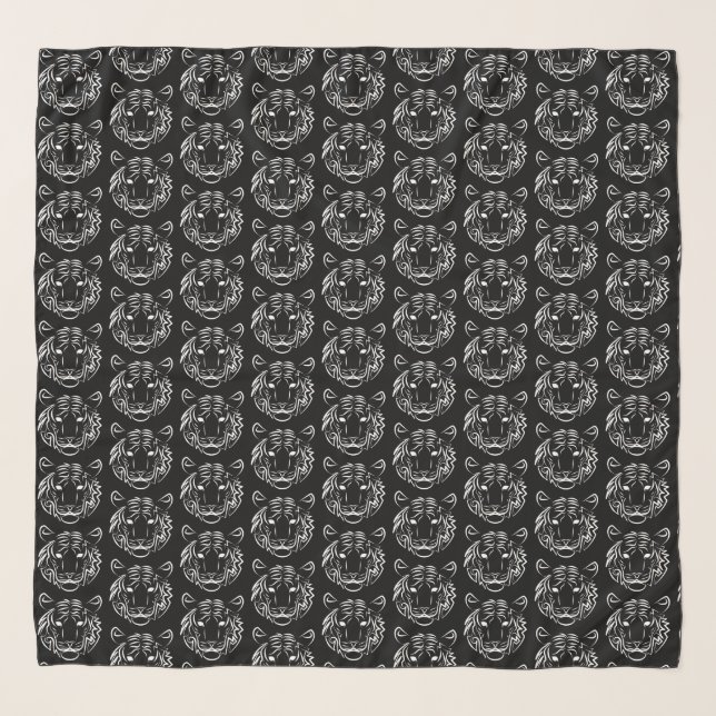 Black and White Tribal Tiger Scarf (Front)