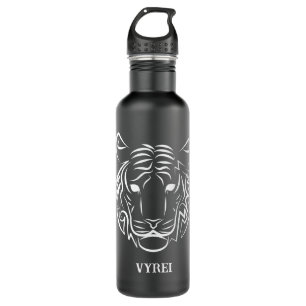 Black and White Tribal Tiger Stainless Steel Water Bottle