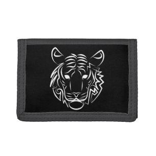 Black and White Tribal Tiger Tri-fold Wallet