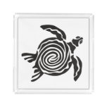 Black and White Tribal Turtle Art Acrylic Tray