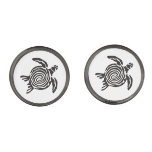 Black and White Tribal Turtle Art Cufflinks