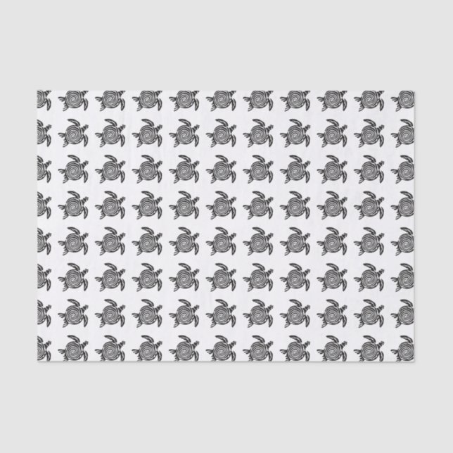 Black and White Tribal Turtle Art Tissue Paper (Front)