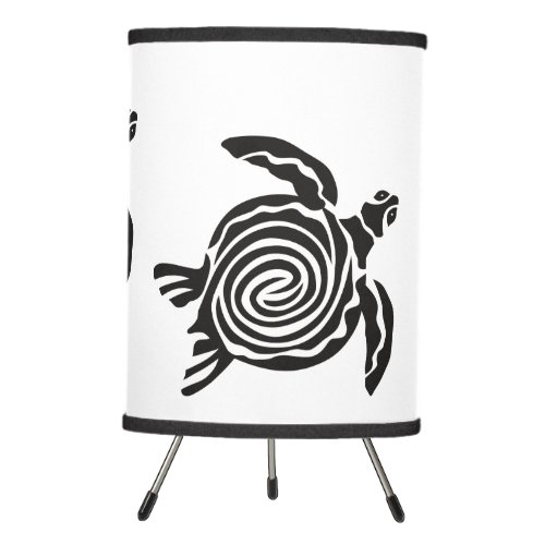 Black and White Tribal Turtle Art Tripod Lamp