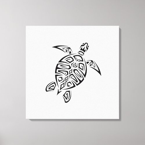 Black And White Tribal Turtle Canvas Print