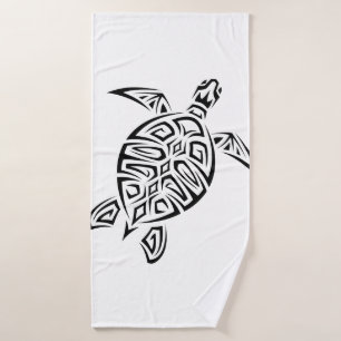 Black And White Tribal Turtle Coastal Bath Towel