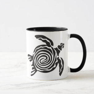 Black and White Tribal Turtle Mug